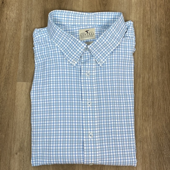Genteal Fremont Softouch® Performance Sport Shirt in Adriatic blue plaid XXXL - Picture 1 of 13